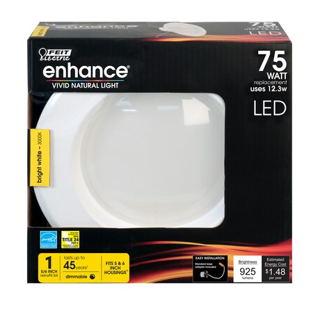 Feit Electric Feit Enhance Bright White 5-6 in. W LED Dimmable Recessed Downlight 10.2 W LEDR56/930CA